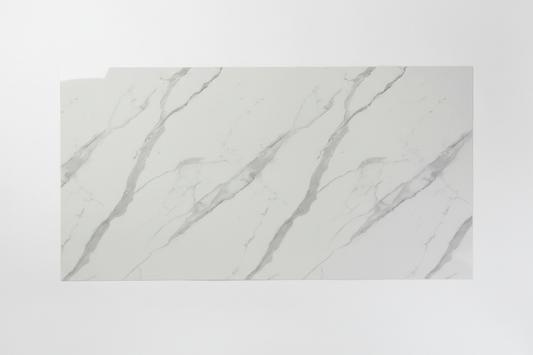 Lámina UV-24 foto de producto - mármol blanco Calacatta vetas grises