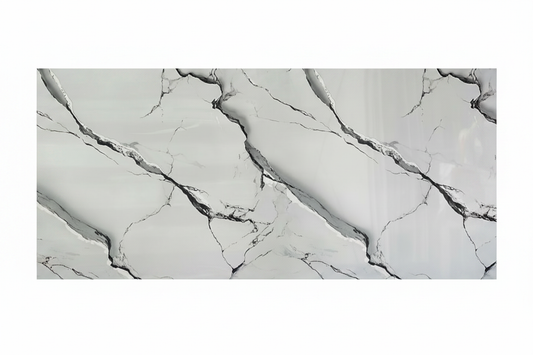 Lámina UV-21 foto de producto - mármol blanco vetas negras gruesas
