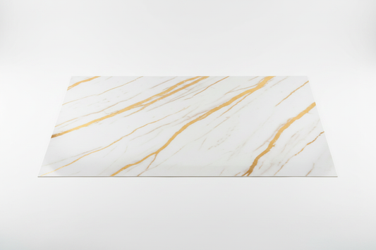 Lámina UV-41 foto de producto - mármol blanco vetas doradas anchas